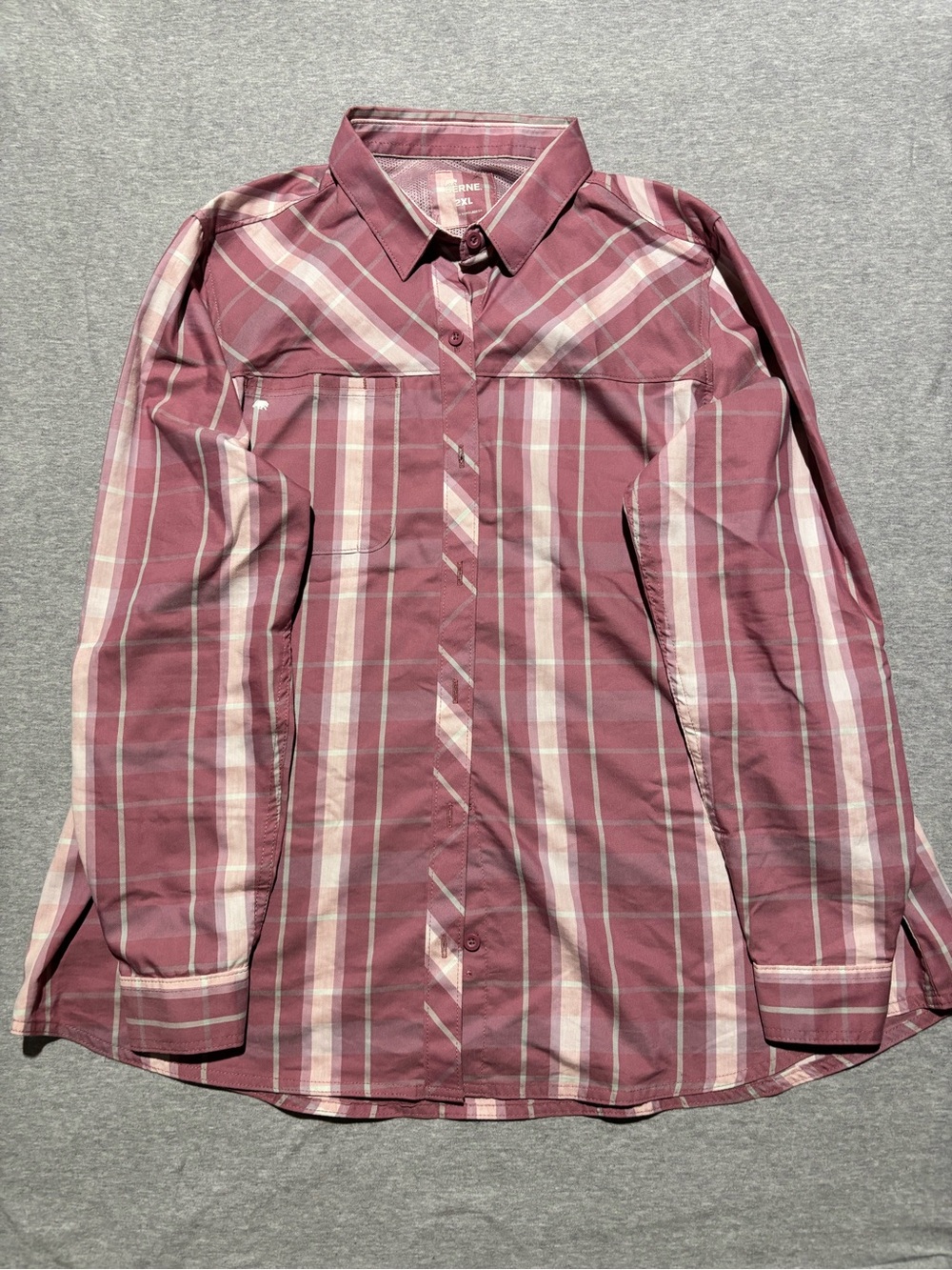 Berne Women’s Plaid Button-Down Shirt in Rose Pink
